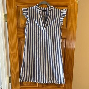 Blue and White Striped Dress